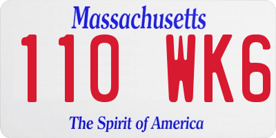 MA license plate 110WK6
