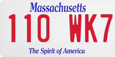 MA license plate 110WK7