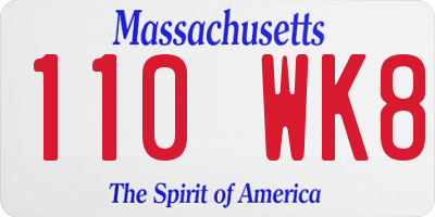 MA license plate 110WK8