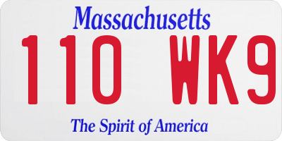MA license plate 110WK9