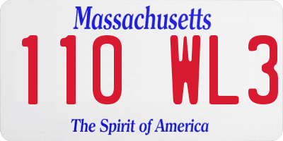 MA license plate 110WL3