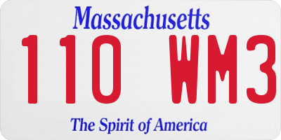MA license plate 110WM3