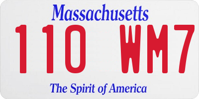 MA license plate 110WM7