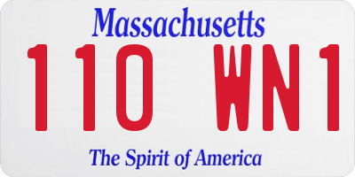 MA license plate 110WN1