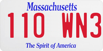 MA license plate 110WN3