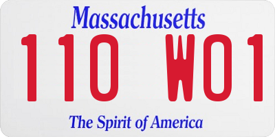 MA license plate 110WO1