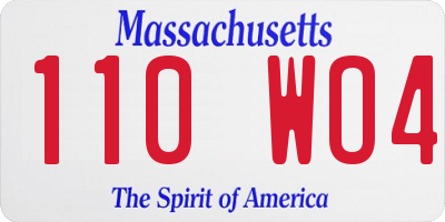 MA license plate 110WO4