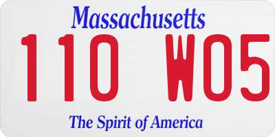 MA license plate 110WO5
