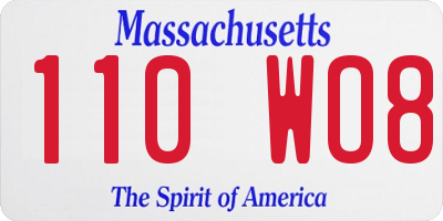 MA license plate 110WO8