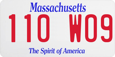 MA license plate 110WO9