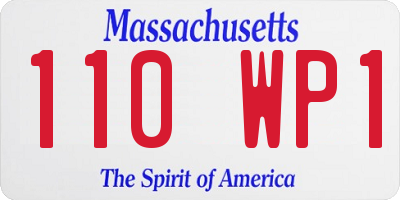 MA license plate 110WP1