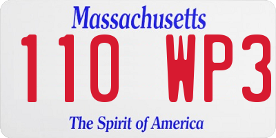 MA license plate 110WP3
