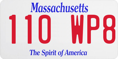 MA license plate 110WP8
