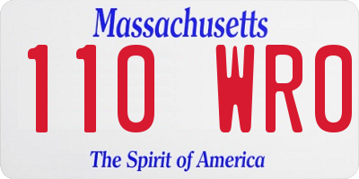 MA license plate 110WR0