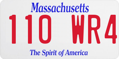 MA license plate 110WR4