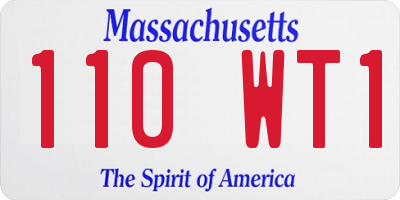 MA license plate 110WT1