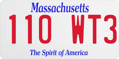 MA license plate 110WT3