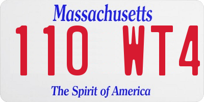 MA license plate 110WT4