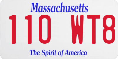 MA license plate 110WT8