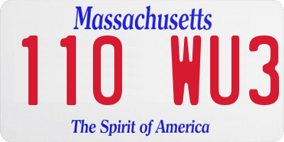 MA license plate 110WU3