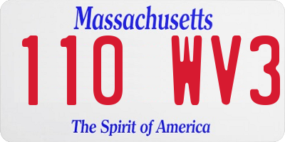 MA license plate 110WV3