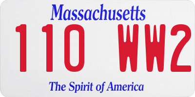 MA license plate 110WW2