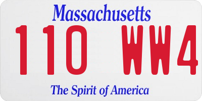 MA license plate 110WW4