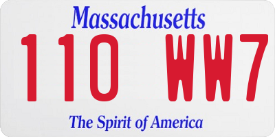MA license plate 110WW7