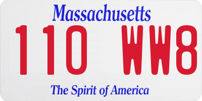 MA license plate 110WW8