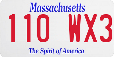 MA license plate 110WX3