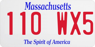 MA license plate 110WX5