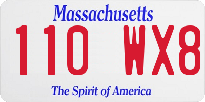 MA license plate 110WX8