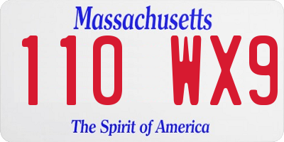 MA license plate 110WX9