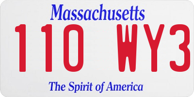 MA license plate 110WY3