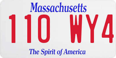 MA license plate 110WY4