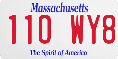 MA license plate 110WY8