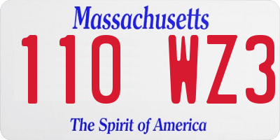 MA license plate 110WZ3