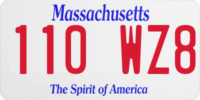 MA license plate 110WZ8