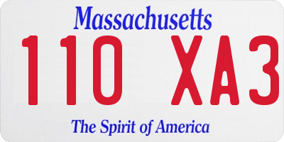 MA license plate 110XA3