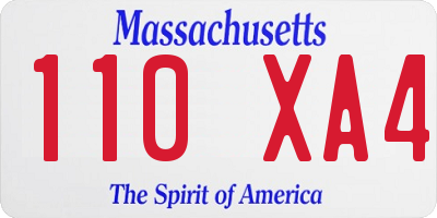 MA license plate 110XA4