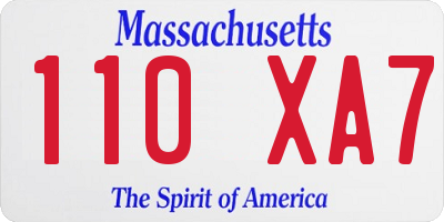 MA license plate 110XA7