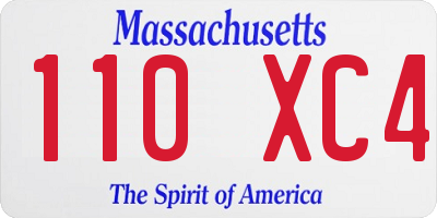MA license plate 110XC4