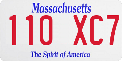 MA license plate 110XC7