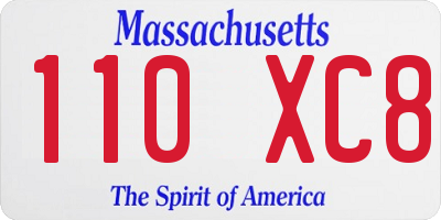 MA license plate 110XC8