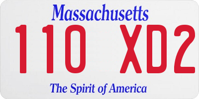 MA license plate 110XD2