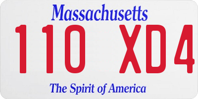 MA license plate 110XD4