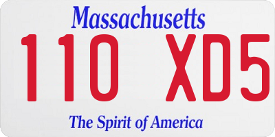 MA license plate 110XD5
