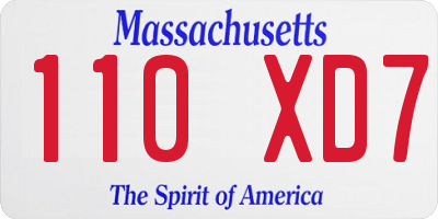 MA license plate 110XD7