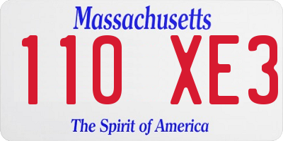 MA license plate 110XE3
