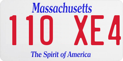 MA license plate 110XE4